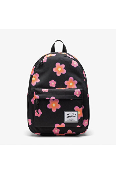 herschel Classic Pink Flowers Unisex Black Backpack