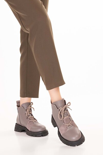 Gondol Hakiki Deri Günlük Şık Bot Bellamy Vizon