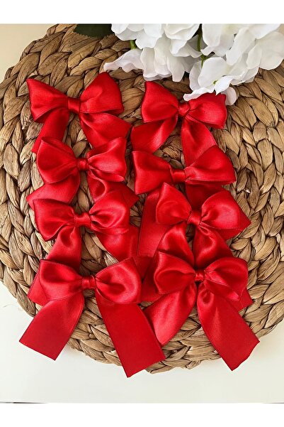 nuksoc 10 Adet Kırmızı Saten Kurdeleden Fiyonk çeyiz kolisi süsleme Çeyiz Kın...