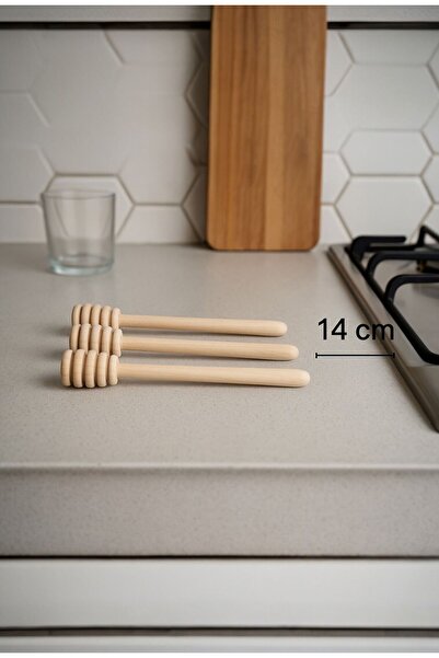 Kırmızı Beyaz Home 3 Pieces cm Wooden Honey Spoon Single Honey Serving Appara...