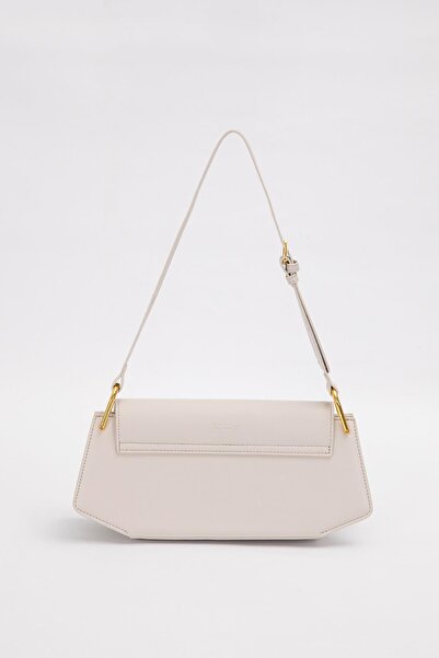 Levidor Gray Oval Shoulder Bag with Gold Accessories