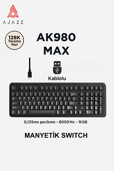 Ajazz AK980 Max HE Manyetik Switch Klavye- 128K Tarama Hızı-0.125 MS Ultra Dü...