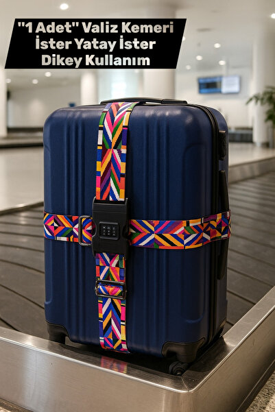 CANARİS Gökkuşağı Valiz Emniyet Kemeri Renkli Şifreli Şık Tasarım 2 Metre