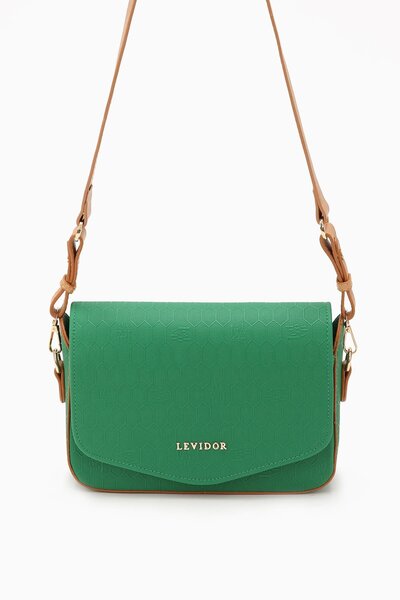 Levidor Geantă de umăr Grass Green Honeycomb cu cu imprimeu curele reglabile