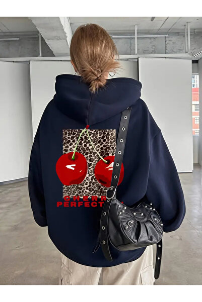 Machetta Cherry Leopard Printed Hooded Sweatshirt