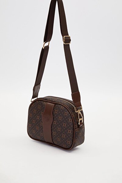 Levidor Brown Vertical Stripe Detailed Shoulder Bag