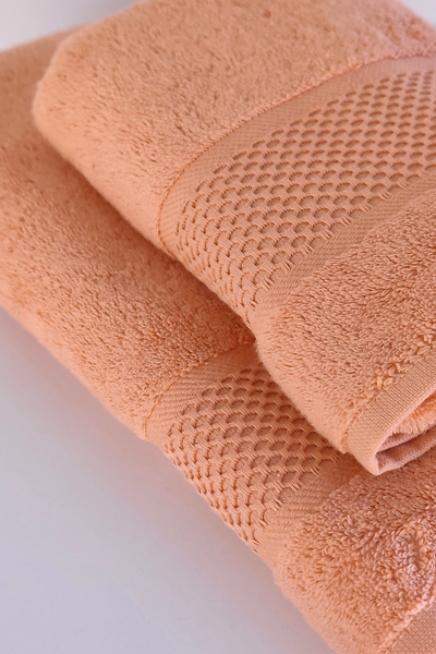 Sevim 100% Cotton Bath Towel Set-High Water Absorbent and Soft Towel Set-Peach