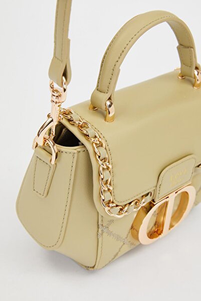 Levidor Πράσινη ορθογώνια μεταλλική τσάντα ώμου με κλειδαριά