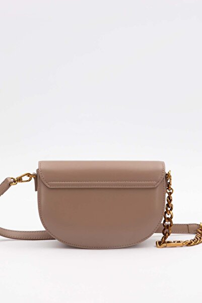 Levidor Khaki Oval Chain Detailed Shoulder Bag