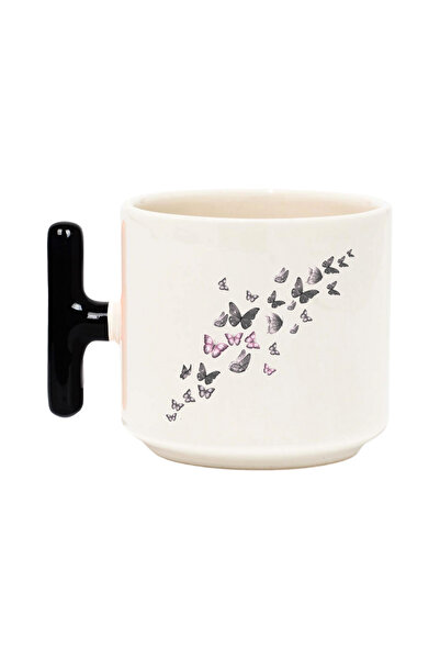 qoeuyl boutique Flying Butterflies Printed Colorful Latte Cup Mug with t Handle Gift
