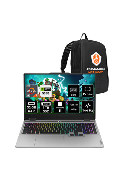 LENOVO Loq Ryzen 7 250 32GB 1TB SSD RTX5060/8GB 100W 144Hz FHD 15.6" W11H Gam...