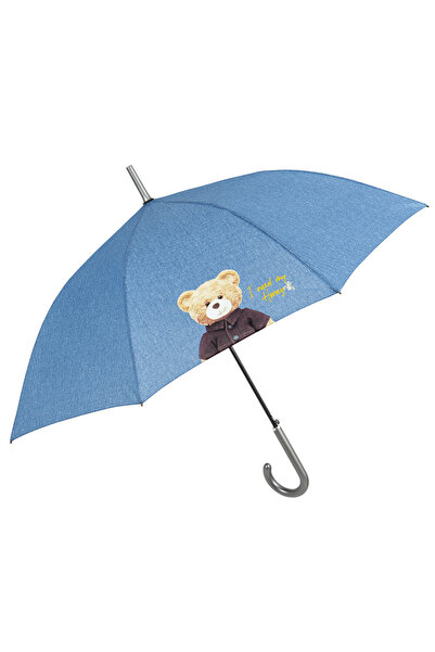Perletti Teddy Bear blue denim automatic rain umbrella