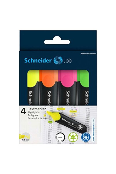 SCHNEIDER Set 4 textmarkere Job, 1-5 mm, Multicolor
