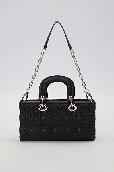 Levidor Siyah Gümüş Zincir Detaylı Omuz Çantası