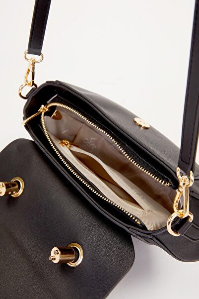 Levidor Black Geometric Model Women's Bag with Shoulder Strap