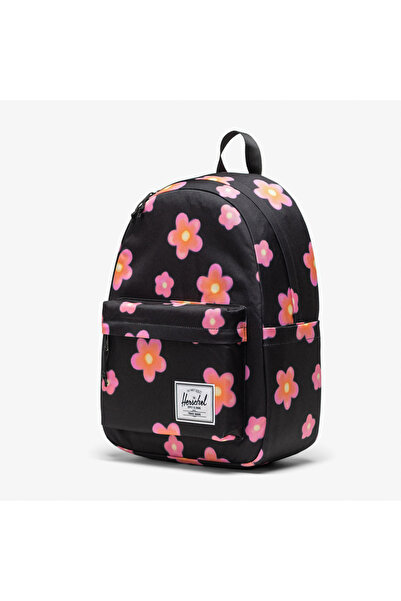 herschel Classic Pink Flowers Unisex Black Backpack