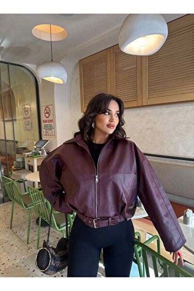Lux Vestimenta Yeni Sezon Suni Oversize Bomber Deri Ceket