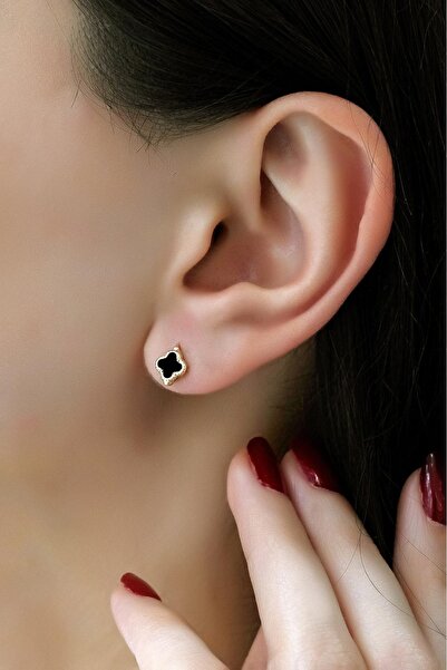 aytekgold Mineli yaprak küpe 14 Ayar