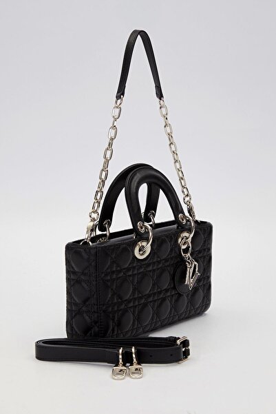 Levidor Siyah Gümüş Zincir Detaylı Omuz Çantası