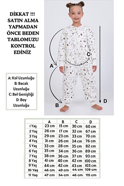 Cantoy Kız Erkek Çocuk Kalın Elyaf Dolgulu Premium Kalite 2.5 Tog Desenli Uyku Tulumu