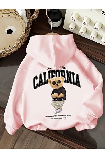 oneagılyazı سويت شيرت شتوي بقلنسوة، مطبوع عليه دب كاليفورنيا للأطفال