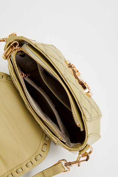 Levidor Πράσινη ορθογώνια μεταλλική τσάντα ώμου με κλειδαριά