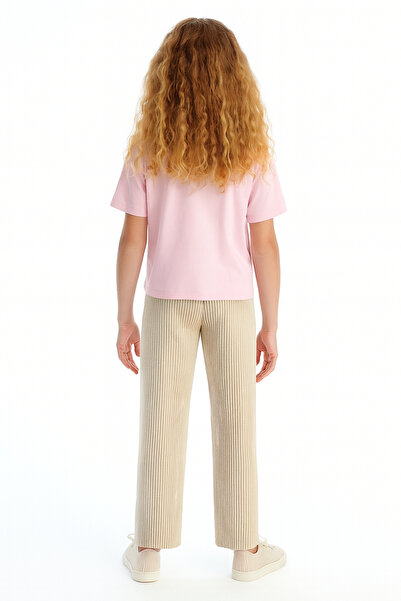 AHENGİM Girl's Basic Waffle Fabric Waterway Seasonal Single Bottom Ak2515-1