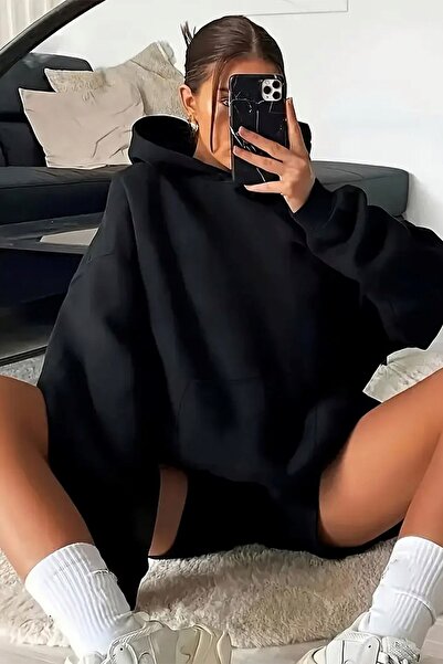 The Champ Clothing Γυναικείο φούτερ μεγάλου μεγέθους Hoodie Grillz Lips Printed Black – Με κουκούλα, τσέπη καγκουρό, 3-κλωνο φλις