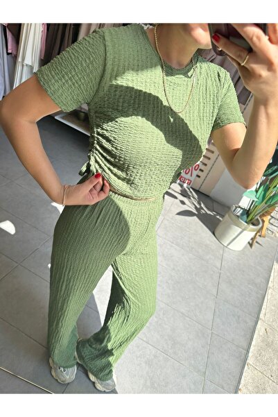 floral fashıon Γυναικείο καθημερινό κοστούμι από πλεκτό ύφασμα με κορδόνια στα πλαϊνά