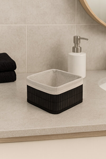 Çavdar Group Mini Kare Bambu Organizer Sepet Katlanır Banyo Düzenleyici
