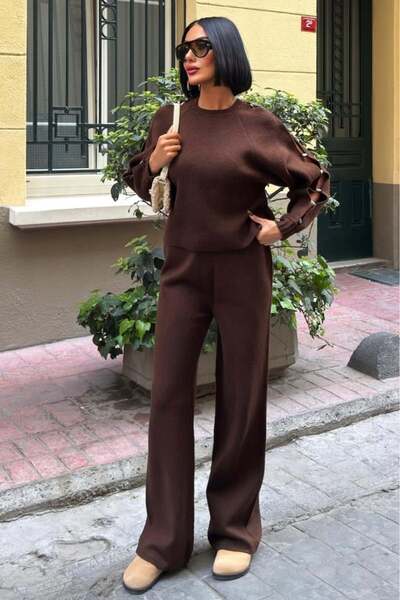 Lijuri Sleeves Accessory Low-Cut Knitwear Set 10229 R1-D-K3