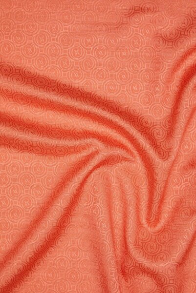 Vakko Cotton Silk Monogram Shawl 41302-Dark Orange