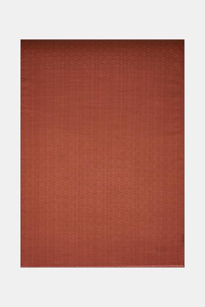 Vakko Cotton Silk Monogram Shawl 41302-Red Brown
