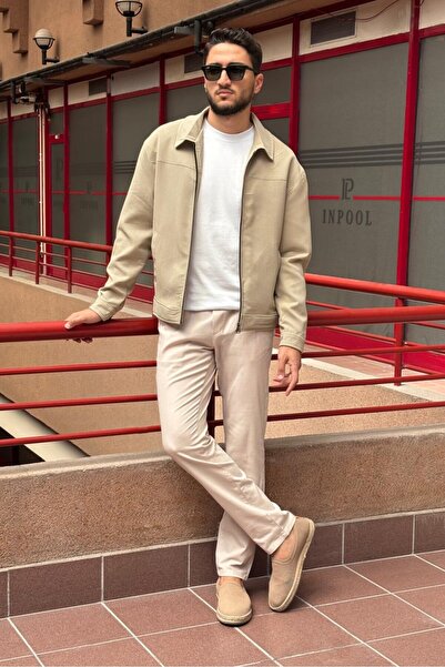 inpool Ανδρικό, με σχέδιο με ραβδώσεις, γιακάς πουκάμισου, άνετο κόψιμο, εποχιακό-ανοιξιάτικο μπουφάν 618