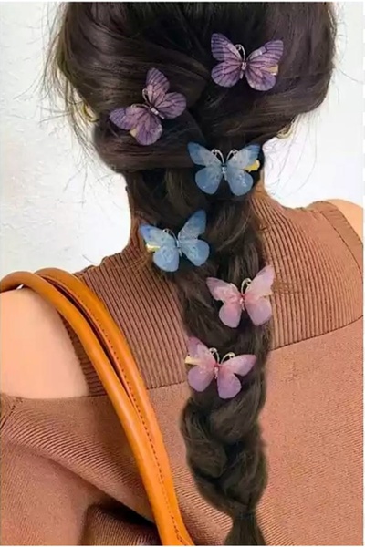 DOĞALYA Renkli Taşlı Kelebek Pens Toka Seti 4 adet