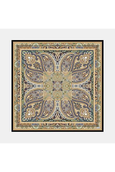 Vakko Şal Desenli İpek Eşarp 41489-Camel