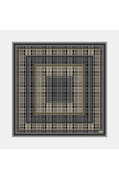 Vakko Ekose Desenli Tivil İpek Eşarp 40799-Gri