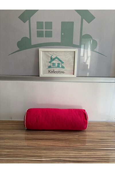 KIRLENTİM Plain Fuchsia Velvet Cylinder Stuffed Throw Pillow