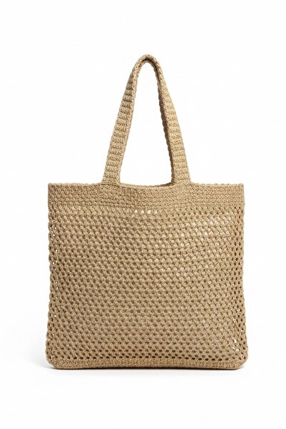 BAHELS Women's Camel Crochet Edition Knitted Tote Shoulder Bag
