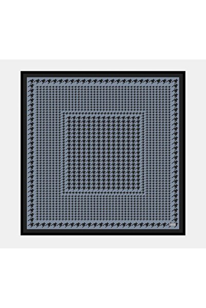 Vakko Kazayağı Desenli İpek Tivil Eşarp 40717-Antrasit-Siyah