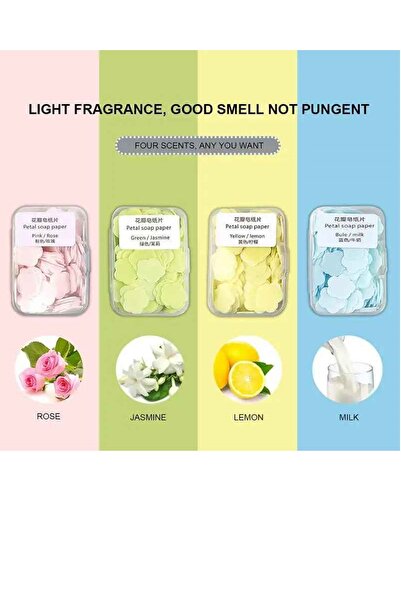 Kitchen Beauty 1 Kutu 100 Yaprak Eriyen Mini Kokulu Kağıt Sabun Öğrenci Çocuk Okul Dezenfektan El Sabunu