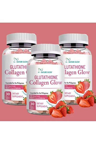 Nature كولاجين متوهج، فيتامينات تبييض البشرة المضادة للشيخوخة، بنكهة الفراولة...