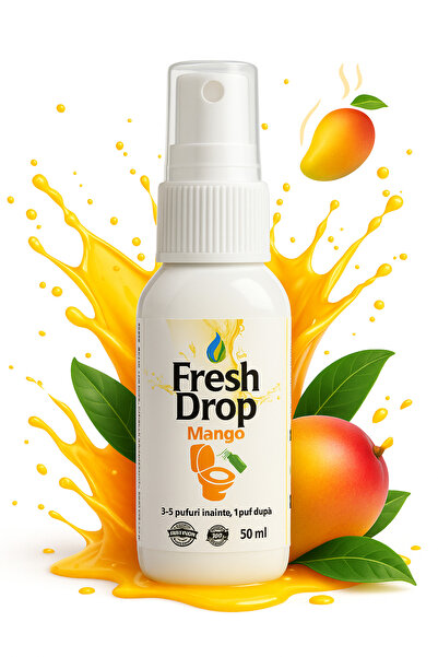 dalip Spray Odorizant pentru WC, Elimina Mirosurile Neplacute si Dezinfecteaza Apa, Fresh Drop Mango, 50ml