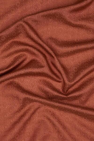 Vakko Cotton Silk Monogram Shawl 41302-Red Brown