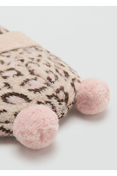 MANGO Baby Leopar desenli ponponlu bere