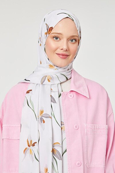 Levidor Mink flower printed mono crepe shawl