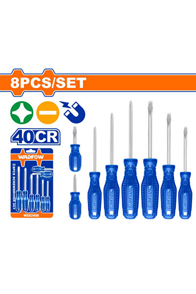 WADFOW طقم مفكات يد أزرق (8 قطع) – WSS2408