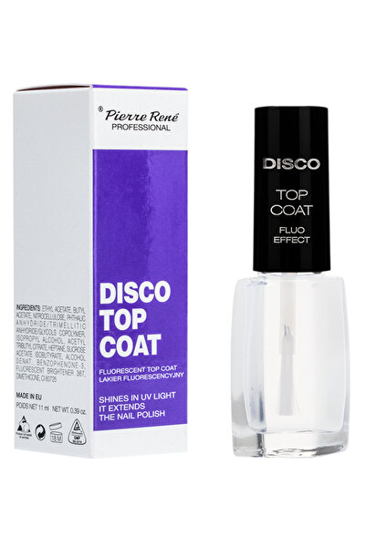 Pierre Rene Strat protector fluorescent pentru ojă - Disco Top Coat 11ml - Pierre Rene
