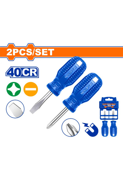 WADFOW طقم مفكات يد أزرق شق SL6.5 × 38مم (قطعتين) – WSS2202