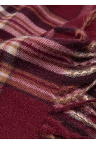 MANGO Woman Püsküllü kareli atkı